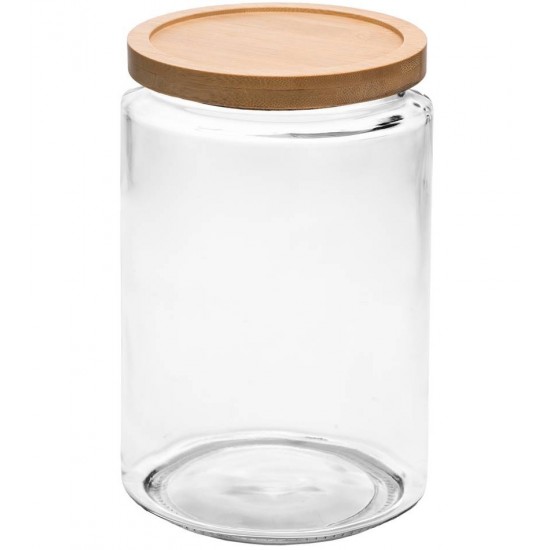 Porta Mantimento 2,5l Com Tampa De Bambu Oasis Vidro